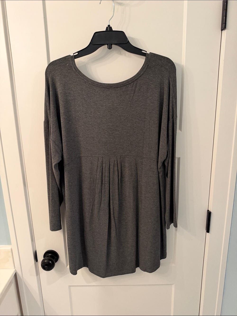 Eileen Fisher Charcoal Gray Relaxed High-Low Knit Tunic - Picture 3 of 4